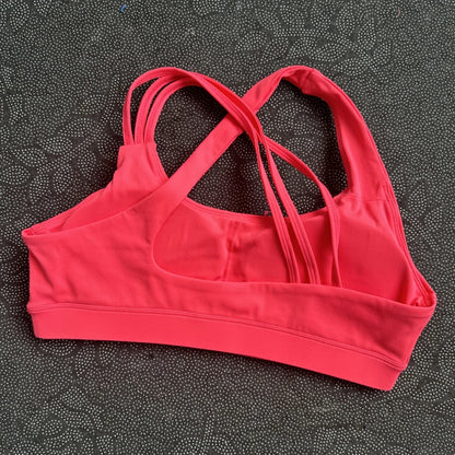 Solid Color Butter Cross Gym Yoga Underwear Women Cross Back Shoulder Straps Fitness Sport Bra High Impact Push Up Top With Pad