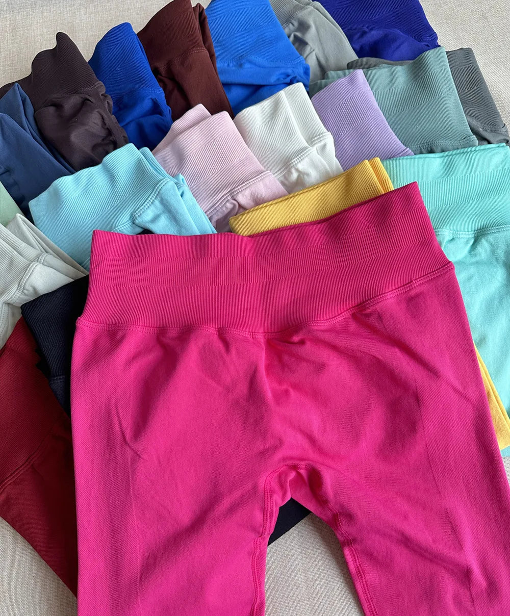 Lemonsky Leggings Women Seamless Sports Yoga Pants Low Ribbed Band Gym clothes Fitness Workout wear Scrunch Bum Tights