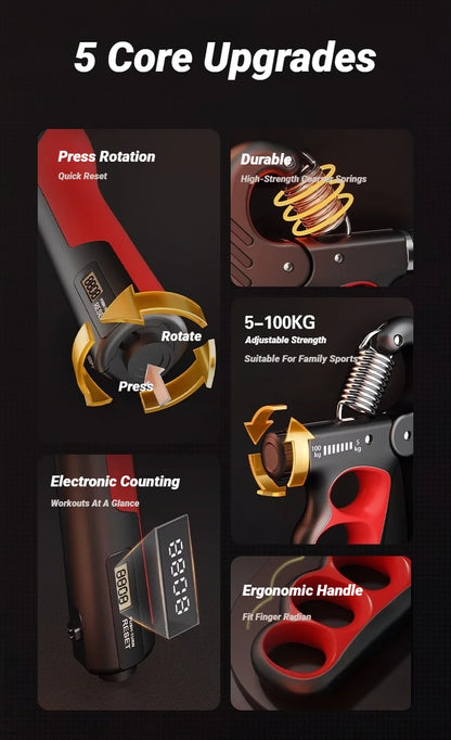 5-100KG Electronic Counting Adjustable Grip For Rehabilitation Hand Muscle Strength Gym Wrist Strengthener Recovery Fitness