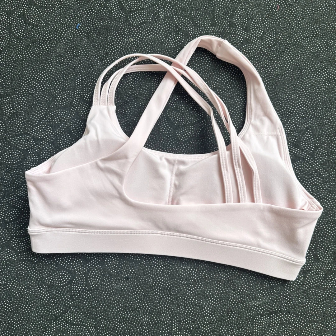 Solid Color Butter Cross Gym Yoga Underwear Women Cross Back Shoulder Straps Fitness Sport Bra High Impact Push Up Top With Pad