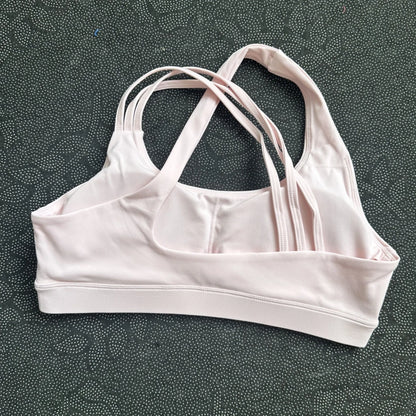Solid Color Butter Cross Gym Yoga Underwear Women Cross Back Shoulder Straps Fitness Sport Bra High Impact Push Up Top With Pad